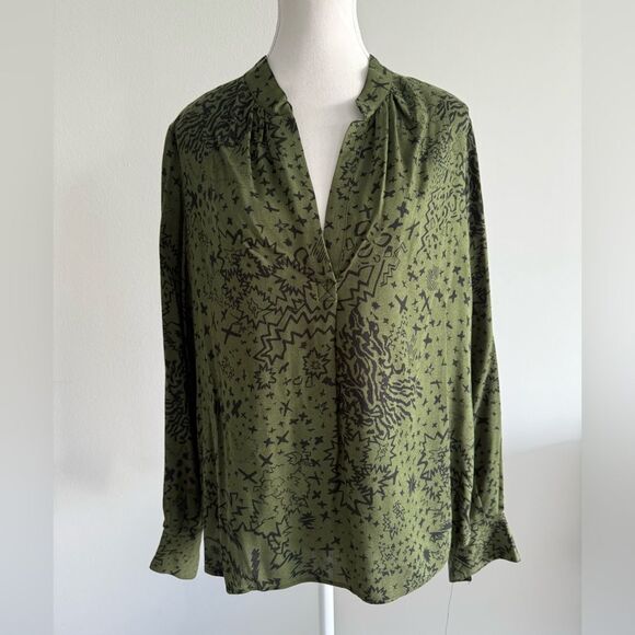 ZADIC & VOLTAIRE Olive Green Patterned Blouse. - Picture 1 of 3